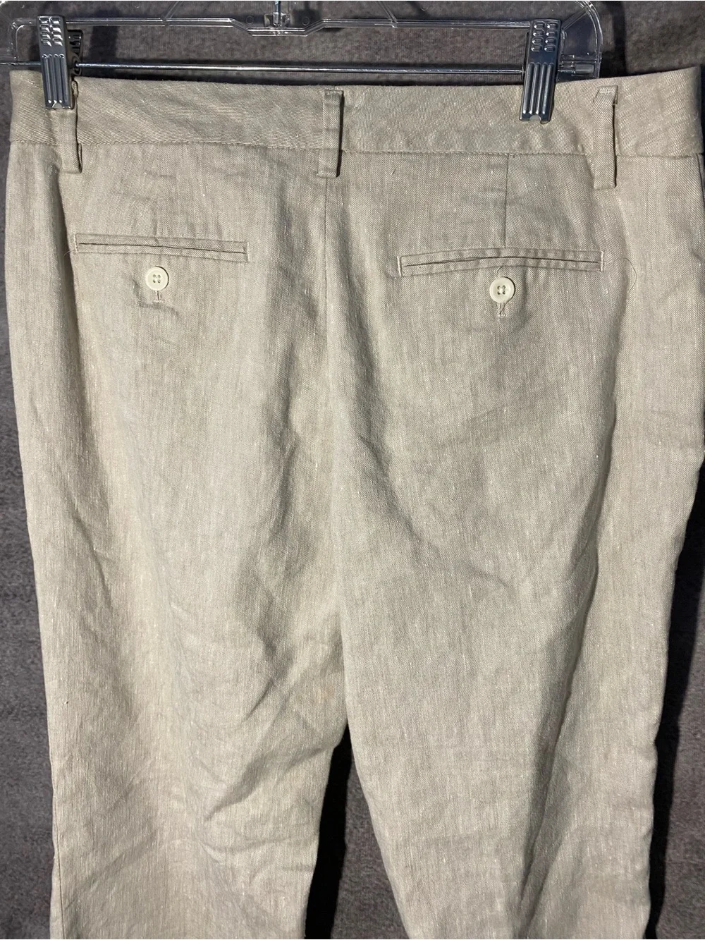 ⁠GAP Perfect Trouser Pants 4R Beige Tan Linen Blend Stretch Mid Rise Straight⁠